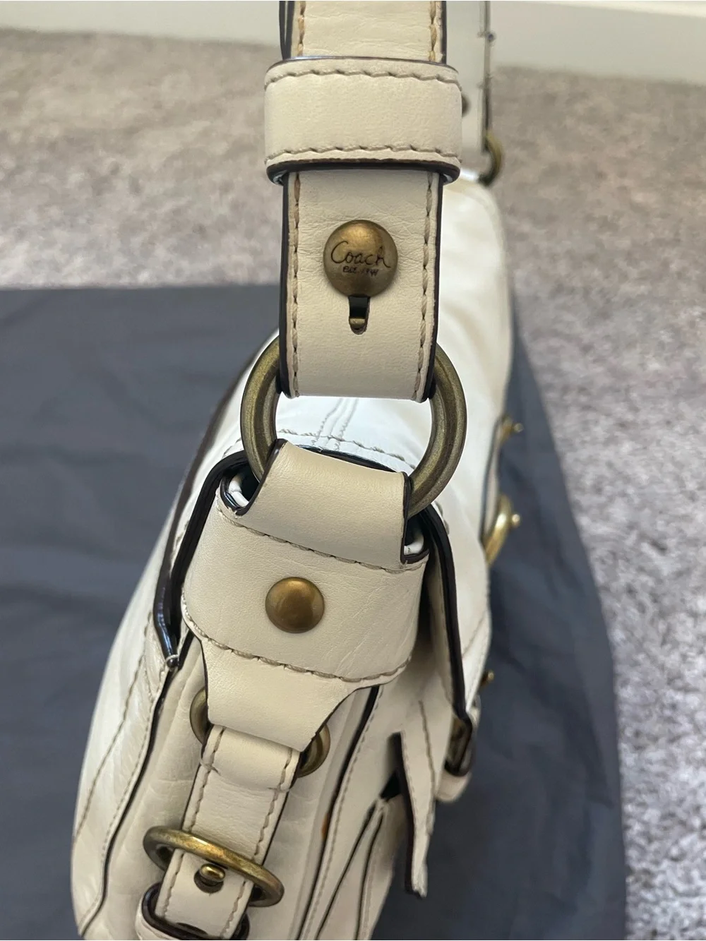 Coach Legacy Garcia Buckle Ivory leather Shoulder Bag (Preowned)